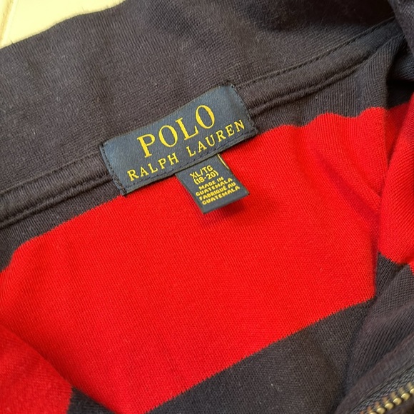 POLO RALPH LAUREN Quarter Zip Pullover Red and Navy Blue Size XL - Picture 4 of 6
